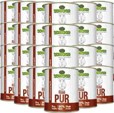 Produktbild von 24 x 820g - Schecker Nassfutter - 100% Rind PUR - getreidefrei