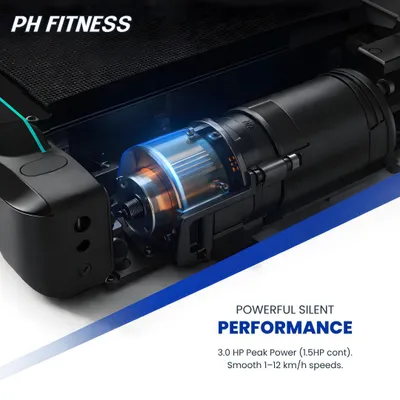 Obrázek produktu pro PH Fitness Elektrický běžecký pás, skládací, 12 km/h – s motorem 1,5 HP a aplikací Bluetooth, ideální pro kardio trénink doma