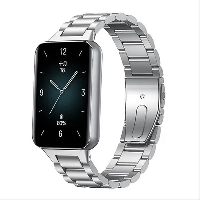 Produktbild von Strap-it Stahlgliederband mit Schmetterlingsverschluss - passend für das Honor Band 9 (silber)