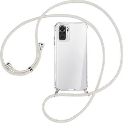 Produktbild von Handykette Backcover-Schutzhülle mit Band (Metall silberfarben) für Xiaomi Redmi Note 10 4G - broken white