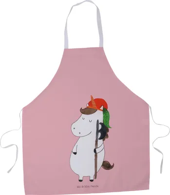 Produktbild von Mr. & Mrs. Panda Schürze Einhorn Junge - Rot Pastell - Geschenk, Unicorn, Küchenschürze, Küchenzubehör, Kochschürze, Kellnerschürze, Bube, Mittelalter, Einhörner