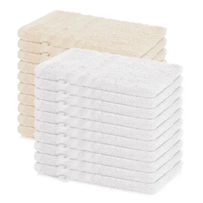 Produktbild von Lavea® 20er Set Waschhandschuh 15x21 cm – Waschhandschuhe 100% Baumwolle, waschbar – Frottierserie Elena – Weiß & Creme