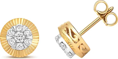 Produktbild von Wunderschöne 9 Karat (375) Gold Damen - Diamant Paar Ohrstecker Brillant-Schliff 0.35 Karat H - I1 I2 - 8mm*8mm; TRS353749KY