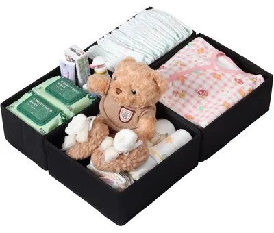 Produktbild von Schubladen Organizer 4er Set faltbar für Kleiderschrank 50x58 cm Schwarz