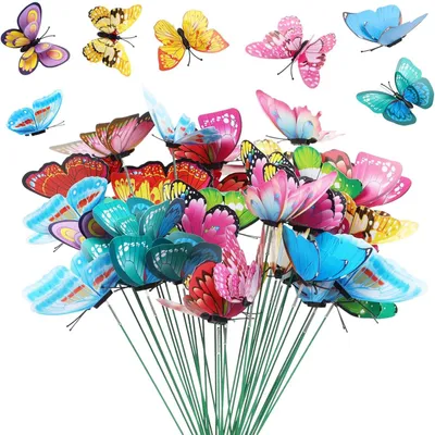 Schmetterlings-Dekoset 30-tlg. – bunte Kunststoff-Schmetterlinge für den Garten