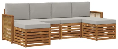 Zdjęcie produktu dla vidaXL Zestaw mebli ogrodowych, sofa i 4 fotele, kolor naturalny i jasnoszary