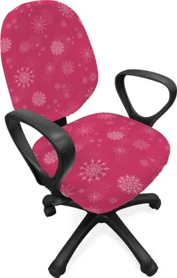 Produktbild von ABAKUHAUS Winter Bürostuhl Schonbezug, Sanfte Schnee Feminine, dekorative Schutzhülle aus Stretchgewebe, rosa, Weiß,