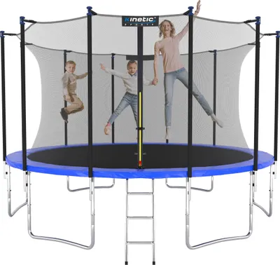 Produktbild von KINETIC SPORTS Trampolin Outdoor SALTO Ø 183/244/305/366/400/430/490 cm - Kindertrampolin Set mit Leiter, Netz, Randpolster, bis zu 160kg