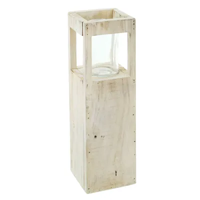Produktbild von Windlichtsäule Shabby-Charme klein 50cm Holz & Glas