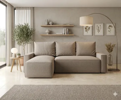 Produktbild von CORNERO Ecksofa mit Schlaffunktion HAVANA in L-Form Sofa mit Schlaffunktion und Bettkasten EckcouchEcksofa L-Form Hellbraun Ottomane links