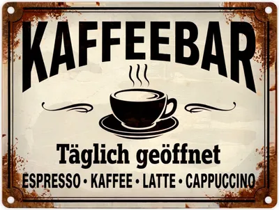 Produktbild von Kaffeebar Metallschild in 15x20 cm im Vintage-Stil