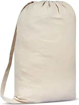 Image de Sac en toile, 40 litres, 75x56 cm, avec bandoulière et cordon de serrage, idéal pour le rangement du linge