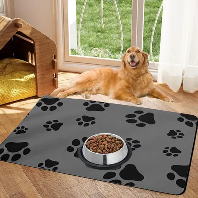 Futtermatte für Hunde & Katzen, 60x40 cm, rutschfest, grau