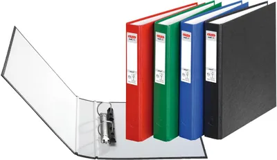 Produktbild von 4 Herlitz Ringbücher / DIN A5 Ringbuch mit 2-Ringe / je 1x rot blau schwarz grün