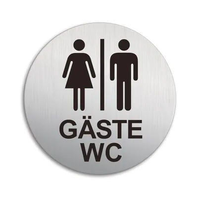 Produktbild von Schild Gäste WC Türschild Ø 100 mm Stärke 1 mm Aluminium Edelstahloptik selbstklebend