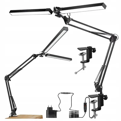 Image de Smartled Lampe de bureau LED double, 20W, noire, avec port USB