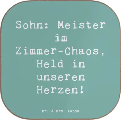 Produktbild von Mr. & Mrs. Panda Tischuntersetzer Spruch Sohn Chaosheld - Meeresbrise - Geschenk, gläseruntersetzer, Familie, einzigartig, Untersetzer für Gläser, weinflaschenuntersetzer