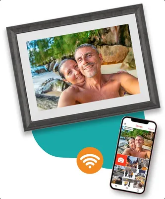Produktbild von Digitaler Bilderrahmen mit WiFi und App - digitaler Fotorahmen 10 Zoll HD+ IPS Display - Grau - Micro SD - Touchscreen