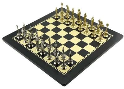 Produktbild von Italienisches Schachset Napoleon Medium + Schachbrett Holz Ebony 40