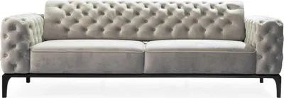 Produktbild von Dreisitzer Sofa 3 Sitzer Sofas Stoff Weiß Wohnzimmer Chesterfield Neu