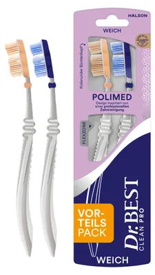 Produktbild von Dr.BEST Polimed Zahnbürste, Weich, Vorteilspack (2 Stück)