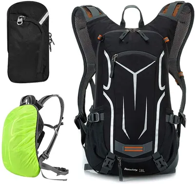 Produktbild von Fahrradrucksack(Schwarz) 18L Wasserdichter Ultraleicht Rucksäcke -für Damen/ Herren Multifunktionaler-mit Regenschutzkappe/Helmabdeckung Rucksäcke mtb Trinkrucksack Sportrucksack mountainbike rucksack