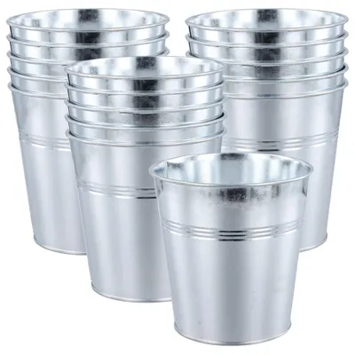 Obrázok produktu pre 16 kusov pozinkovaných kovových kvetináčov, priemer 12 cm