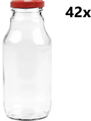 Produktbild von SAFTFLASCHE 330 ml SOCZEK klar/transparent 42 Stück INKLUSIVE ROTER VERSCHLÜSSE, Anzahl der Teile in der Packung: 42
