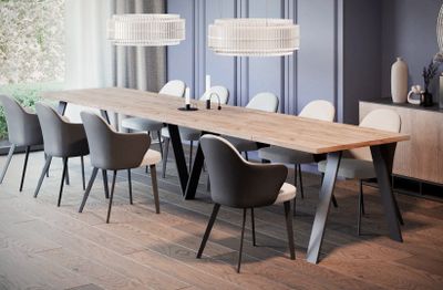 Endo-Möbel XXL Esstisch Lungo 130cm - 405cm ausziehbar bis 12 Personen Küchentisch (Craft Eiche)
