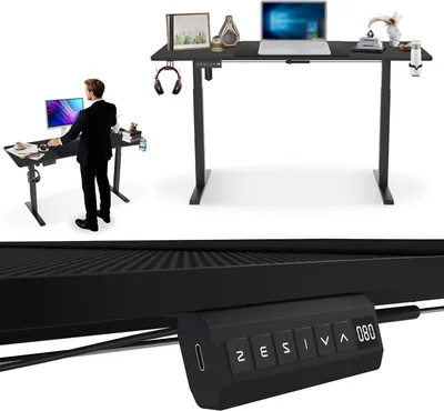 Immagine prodotto di Scrivania elettrica - Scrivania regolabile in altezza - Ideale per il lavoro da casa - Con funzione di memoria - 120 x 60 cm - Colore: nero