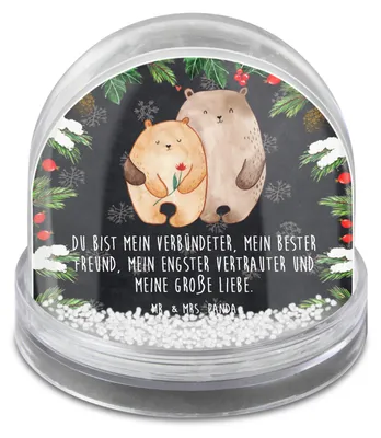 Produktbild von Mr. & Mrs. Panda Schneekugel Weihnachten Bären Liebe - Kreidetafel - Geschenk, Kuscheln, Freundin, Verknallt, Hochzeitstag, Weihnachts, Bär, Winter-Schneekugel, Partner