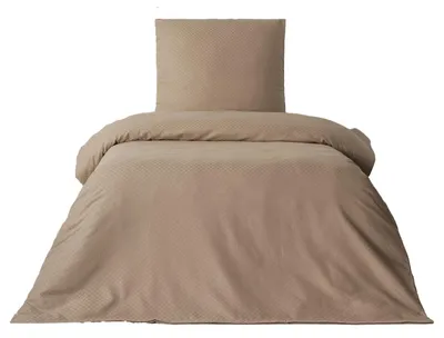 Produktbild von Bettwäsche 200x220 cm Baumwolle Set Renforce Taupe Kariert weich Kissenbezug 80x80 cm mit Reißverschluss alle Jahreszeiten