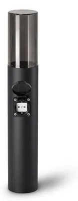 Produktbild von SSC-LUXon VARDA Außen Wegeleuchte mit Steckdose E27 Standleuchte schwarz Höhe 50cm - Außenleuchte Stehlampe mit Strom Anschluss 230V