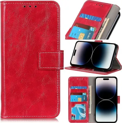 Produktbild von Mobigear Basic iPhone 14 Pro Hülle Klapphülle Geldbörse - Rot