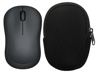 Produktbild von kwmobile Maus Tasche kompatibel mit Logitech M220 SILENT / M235 / M185 Hülle - Case für Bluetooth Maus aus robustem Cord und Neopren Stoff - Schwarz