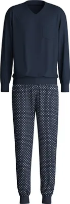 Produktbild von CALIDA Herren Schlafanzug, lang -  V-Ausschnitt, Relax Streamline, Baumwolle Blau L (52/54)
