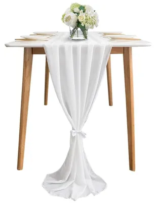 Produktbild von Chiffon Tischläufer - 2 Stück, 72 x 305 cm, Weiß
