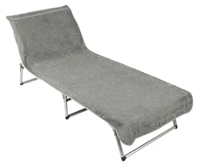 Produktbild von Schutzhülle – weiches und saugfähiges Strandtuch 75 x 215 cm – waschbar bis 60 °C – Baumwolle in Hellgrau – sicherer Sitz dank eingenähter Kapuze – -
