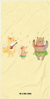 Produktbild von Mr. & Mrs. Panda Handtuch Waldtiere Aloha - Gelb Pastell - Geschenk, Wald, Strandtuch, Duschtuch, Lachen, Großes, Tanzen, Lustige Sprüche, Igel, Leben, Musik