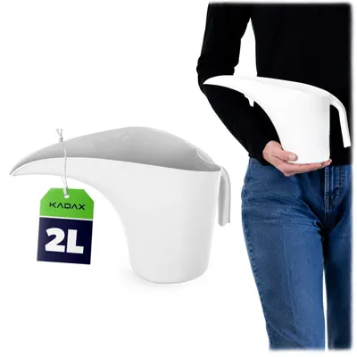 Obrázek produktu pro KADAX Konev 2 litry, bílá, malá plastová konev na pokojové rostliny, moderní konev s ergonomickou rukojetí a dlouhým výtokem