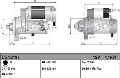 Obrázek produktu pro DENSO DSN2137 Startér 1,1 kW 12V pro nákladní vozidla
