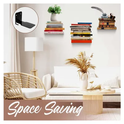 Produktbild von 4 Stück Unsichtbares Bücherregal Schwebendes Regal Metall für Bücher Wandregal für Schlafzimmer