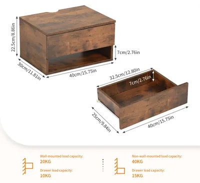 Immagine prodotto di Set di due comodini, in legno, dimensioni 40x30x22,5 cm, ideali per soggiorno e camera da letto