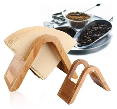 Kaffeefilterhalter aus Bambus – für Kegelfilter, 100 Stück