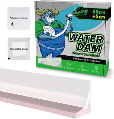 Produktbild von Schwallschutzleiste für Dusche - Selbstklebend aus Silikon - Wasserstopper für Badezimmer - Transparent 0,85 m