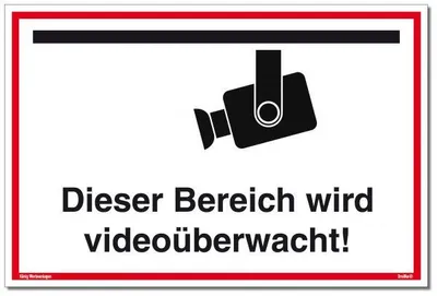 Produktbild von Dreifke® Schild Dieser Bereich wird videoüberwacht! | stabiles Alu Schild weiß (300x200x2mm)