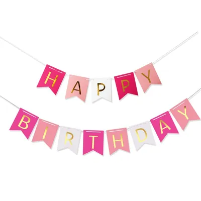 Produktbild von Girlande Happy Birthday, Bunt, mit goldenen Buchstaben