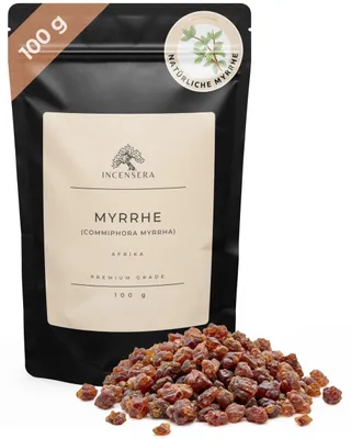 Produktbild von Incensera Myrrhe zum Räuchern, 100 gr, Baumharz, Myrre, Harz, Räucherharz, Räucherwerk, Myrrhe Kaufen, Harz Räuchern, Harze zum Räuchern