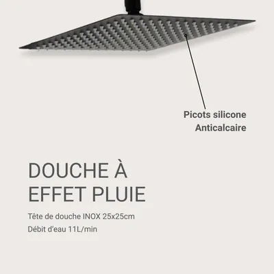 Image de Tête de douche noire carrée VEYLA