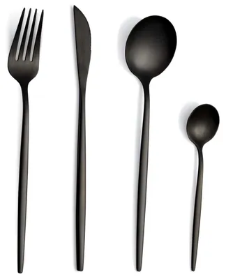 Besteckset für 6 Personen, 24-teilig, schwarz matt, Edelstahl